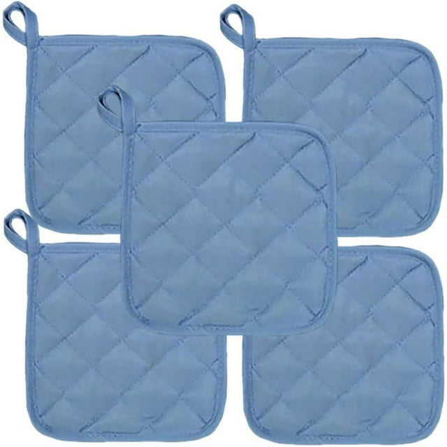 5Pcs Kitchen Pot Holders Set Heat Resistant Pure Cotton Potholders Kit Trivets Large Coasters Hot Pads Pot Holders for Everyday Cooking and Baking by 6.5 x 6.5 Inch