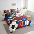 thumbnail image 3 of Manfei Football Soccer Baseball 7-Piece Twin Bedding Sets,Sport Theme Bedding Comforter Set,Ball Gamer Breathable Sheet Sets,Breathable Stars Room Decorative,Reversible, 3 of 7