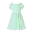 thumbnail image 3 of HILEELANG Girls Mint Green Swiss Dot Puff Sleeve Polyester Dress 12-13Y Big Girls, 3 of 12