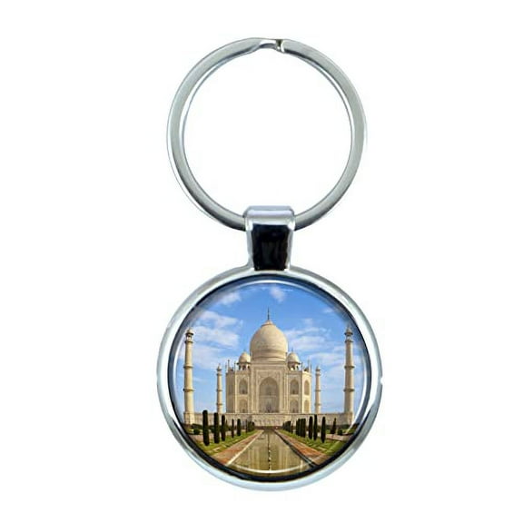 India's Taj Mahal Keychain with Epoxy Dome and Metal Keyring
