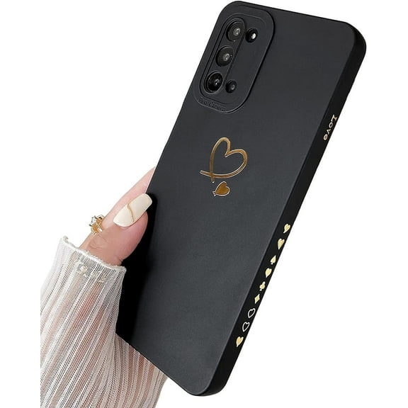 Compatible with Galaxy Note 20 Case Cute Plated Love Heart Full Camera Lens Protection Shockproof Bumper TPU Silicone Protective Cover Phone Cases for Samsung Galaxy Note 20 5G 6.7"-Black