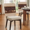 thumbnail image 3 of Coffee Time Beans Dining Chair Back Cover Only, Desserts Vintage Brown Plaid Farmhouses Set of 8 Chair Back Covers, Removable Washable for Dining Room, Banquet & Holiday Decoration, 3 of 9