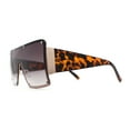 thumbnail image 3 of Luxury Large Shield Rectangle Exposed Lens Rimless Sunglasses Gold Tortoise Smoke, 3 of 4