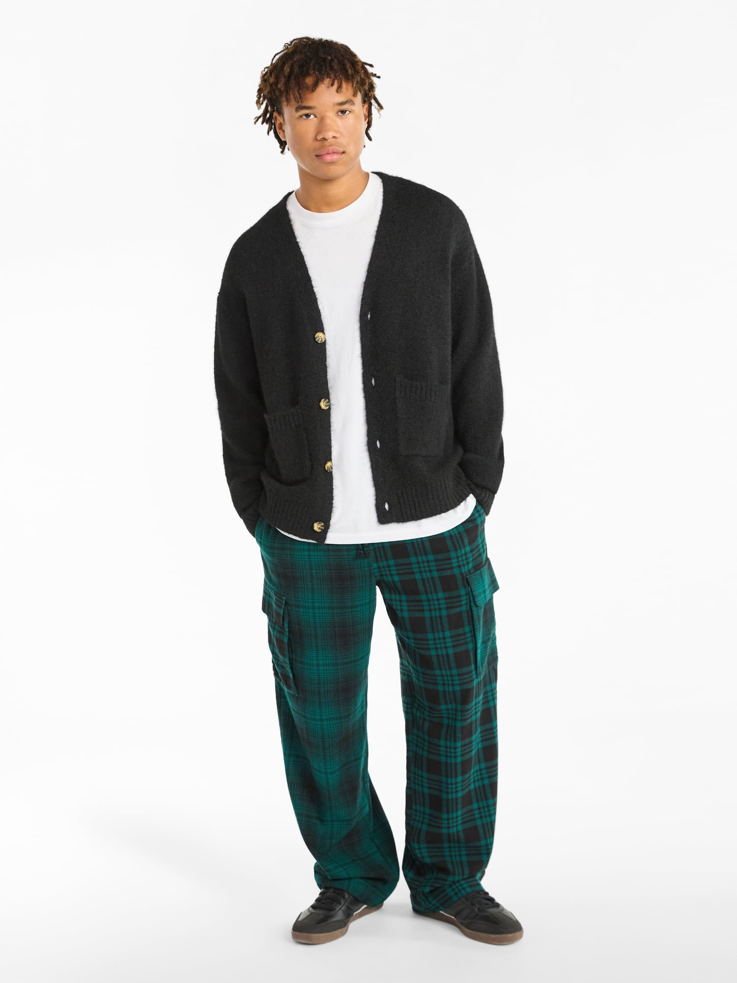 No Boundaries V-Neck Brushed Cardigan Sweater, Midweight, Men's & Big Men's