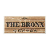 Stupell Industries Plank City Coordinates The Bronx Town & City Painting Unframed Art Print Wall Art, 7 x 17