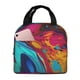 thumbnail image 1 of Fotbe Colorful Abstract Swirls Bolsa Térmica con Estampado y Forro de Aluminio Grueso Bolsa de Almuerzo con Bolsillo Frontal para Hombres y Mujeres, Ideal para Trabajo, Escuela, 1 of 8