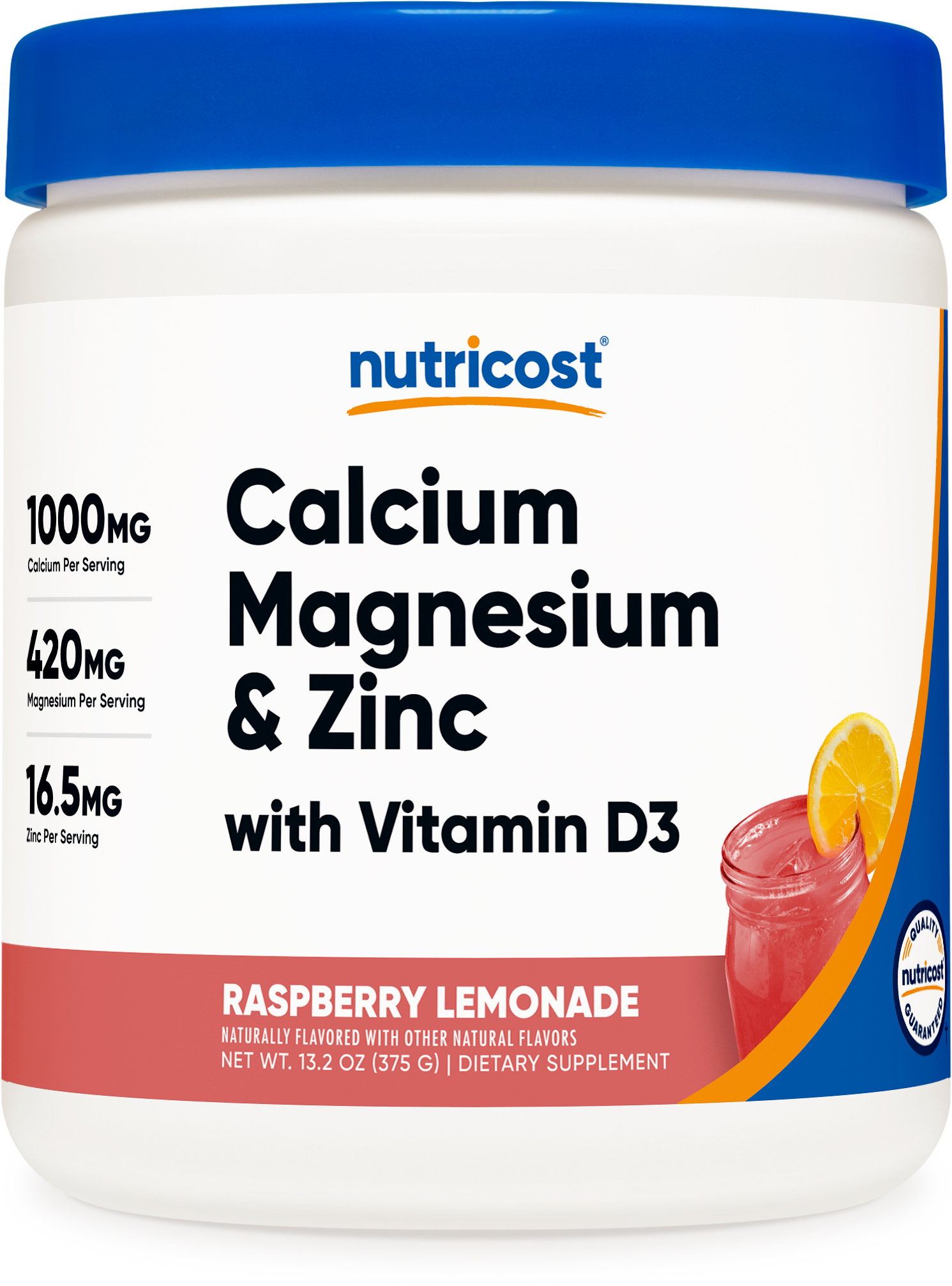 Nutricost Calcium Magnesium Zinc with Vitamin D3 Powder, 30 Servings (Raspberry Lemonade