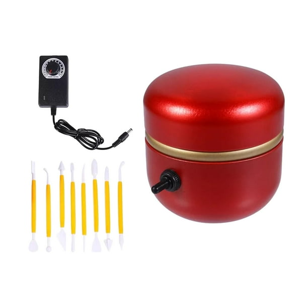 Máquina de torno de cerámica pequeña para manualidades de cerámica DIY rojo