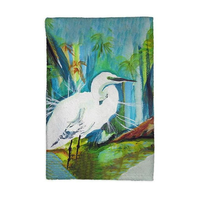 Betsydrake KT1138 16 x 25 in. Acrylic Egret Kitchen Towel