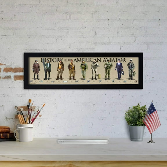 History of the American Aviator - Framed 1", printed with a matte finish, 6" x 24"