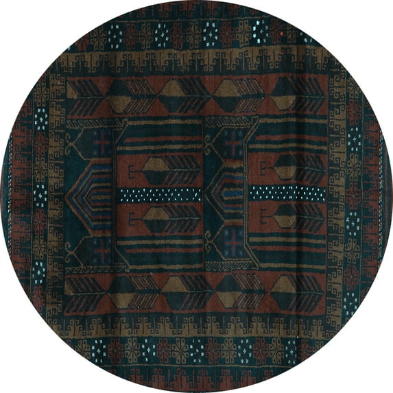 Ahgly Company Indoor Round Persian Light Blue Traditional Area Rugs, 3' Round