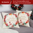 thumbnail image 7 of GlowSol Beige Christmas Throw Pillow Cover Winter Snowman Wreath Pattern Christmas Decoration Gift Square Cushion Cover for Sofa Chair, 18"x18", Set of 2, 7 of 7