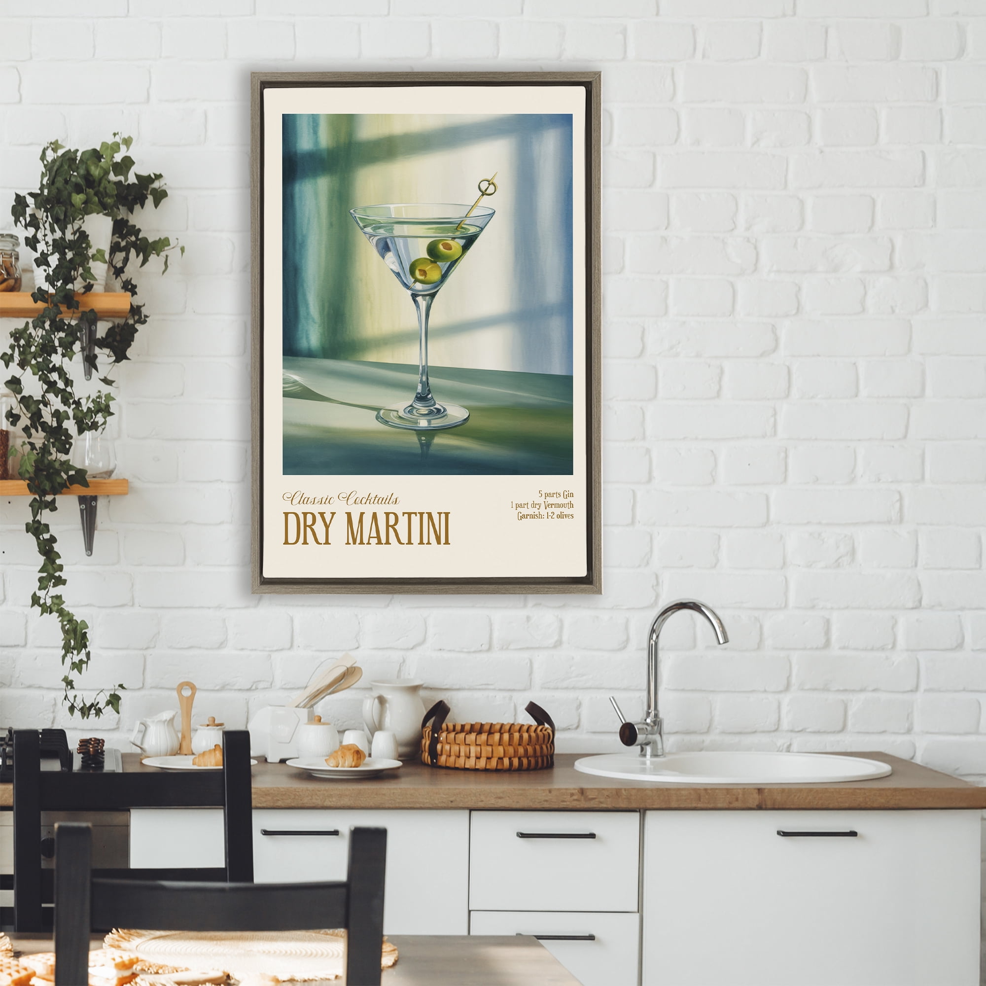 Stupell Industries Dry Martini on Surface Brown Framed Floater Canvas Wall Art, design by Andreas Magnusson