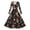 00_Black, variant on Women Halloween V Neck Long Sleeve A Line Midi Dress, Vintage Skull Floral Print Flared Swing Dress for Holiday Party
