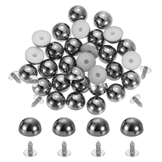 50 Pcs Clous de Dôme, Rivets Ronds en Plastique 6mm, Gris Foncé