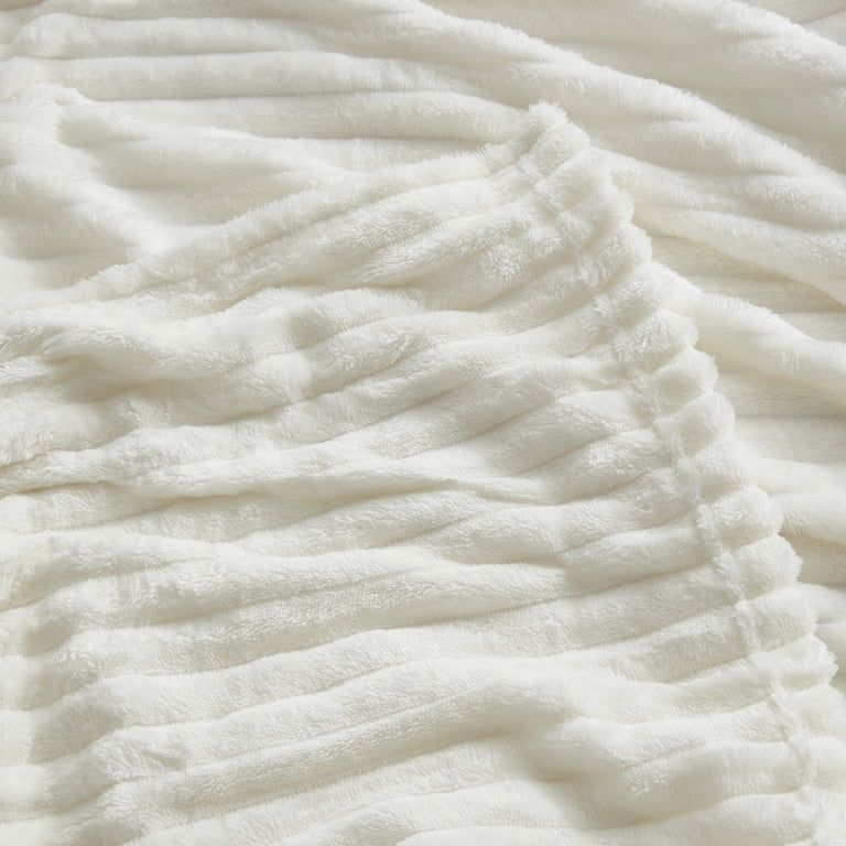 Nestl Cut Plush Fleece Blanket King Size, White photo 7