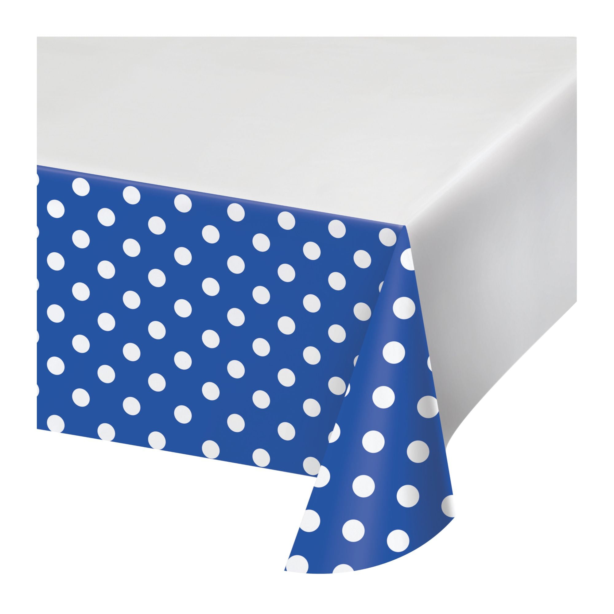 Club Pack of 12 Blue and White Polka Dots Rectangular Tablecloths 102