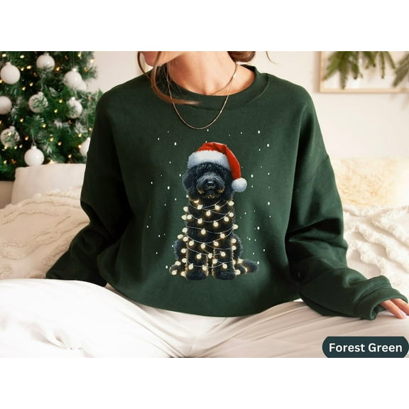 Black Goldendoodle Person Christmas Dog Sweatshirt ,Dog Mom Person Gift