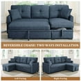 thumbnail image 6 of Timbernest 76.5" Pull Out Sofa Bed, Convertible L Shaped Sectional Sleeper Sofa with Chaise Storage, Dark Blue Linen Blend, 6 of 11