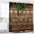 thumbnail image 6 of Outdoor Barn Door Shower Curtain Garden Scenery Wooden Rustic Farmhouse Green Leaves Antique Brown Wall Lights Bathroom Home Decor Waterproof Polyester 72WX72H Inch 12 Pack Hooks, 6 of 6
