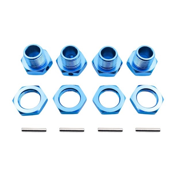 4 bujes hexagonales para ruedas de coche RC, accesorios para ruedas hexagonales, piezas de repuesto de aleación de aluminio de 17 mm. Azul