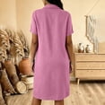 thumbnail image 5 of SAWOBUUN Womens Casual Shirt Dress Short Sleeve Collared Button Midi Dress Loose Fit Tunic Sundress with Chest Pocket, 5 of 6