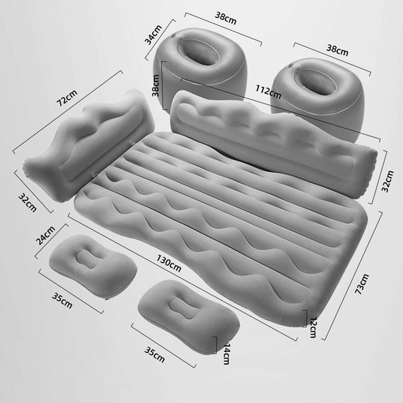 Wzmzjy Car Air Bed Inflatable Mattress with Air Pump 130x73cm Multifunctional Universal Grey