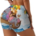 thumbnail image 1 of Balery Rainbow Animals on Noah's Ark Pantalones cortos de entrenamiento estampados para mujer, sin costuras, ajustados, para gimnasio, yoga, correr, deportes, ejercicio activo, fitness.-Small, 1 of 8