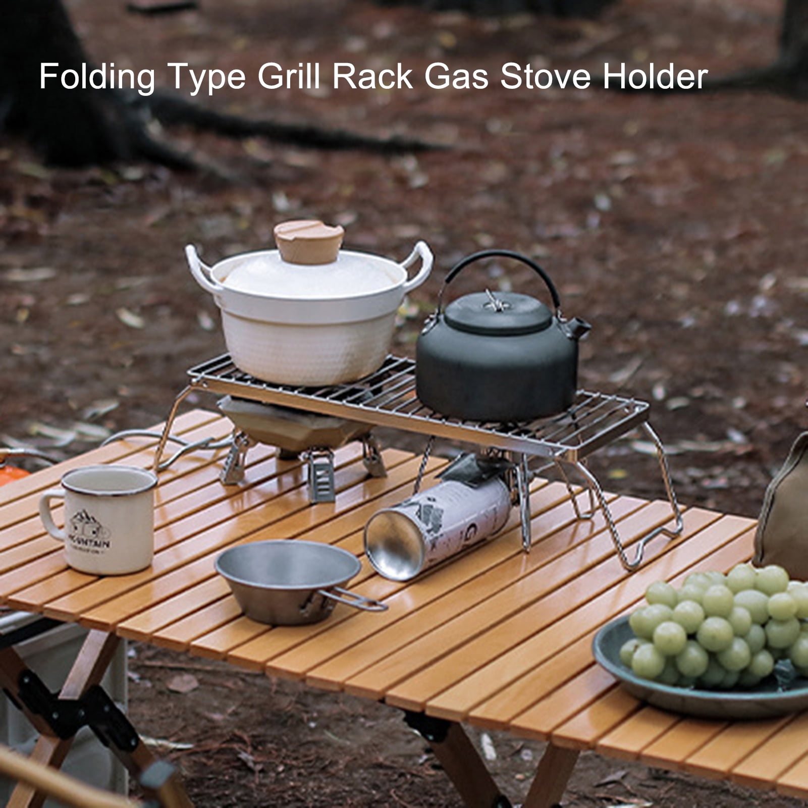 harmtty Striped Stove Rack Adjustable Height Foldable Support Stove