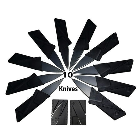 - 10 Credit Card Knife Stainless Steel Surgical Folding Blades With Safety Lock - Pocket Knives That Fold - Thin Cutter Survival Knife Fits Perfectly in Pocket, Wallet Etc