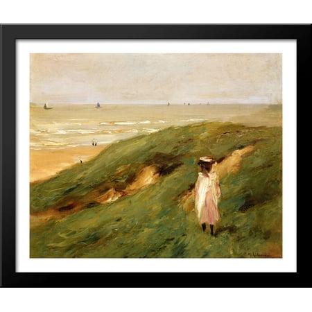 Dune near Nordwijk with Child 34x28 Large Black Wood Framed Print Art by Max Liebermann