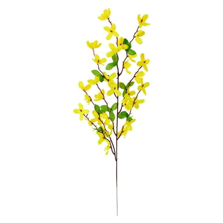 LMTODLFG 12 PCS Artificial Forsythia Branches Yellow Flowers Fake Forsythia Blossom Long Stems Fake Winter Jasmine Cemetery Flowers for Home Table Wedding Graveyard Indoor Outdoor Decor