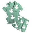 thumbnail image 4 of LUOGENLI Girls Pajamas Size 7-35 Summer Girls Pajama Set Short Sleeve Sleepwear for Home and Nighttime Comfort Girls Pajamas Size 12-42 Big Kids Light Green Size 6-7 Years, 4 of 4