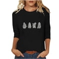 thumbnail image 2 of gbyLJF Women's Plus Size 3/4 Sleeve Halloween Shirts Funny Ghost Rhinestone Graphic Top Casual Fall Family Party Mom Tee, 2 of 7