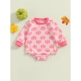 thumbnail image 2 of Suealasg Newborn Baby Girls Fall Halloween Outfit Clothes 3 6 12 18 24 Months Infant Girls Long Sleeve Pumpkin Print Romper Bodysuit, 2 of 7