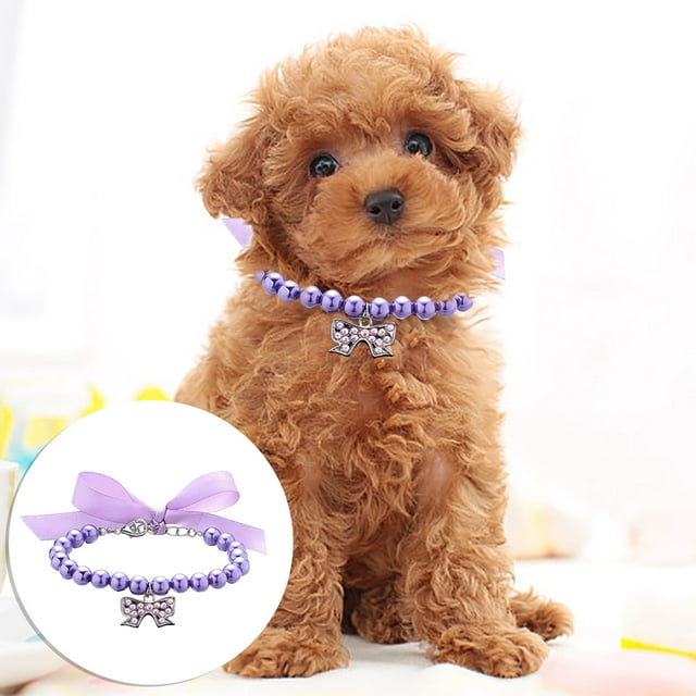 Pearls And Dog Collar Pet Dog Chain Cat Collar Adjustable Dog Collar Flash Dog Collar Cat Ties Dog Bow Ties for Small Dogs Bow Tie for Cats Breakaway Dog Hair Color Bow Tie for Cats Soft Organic Dog