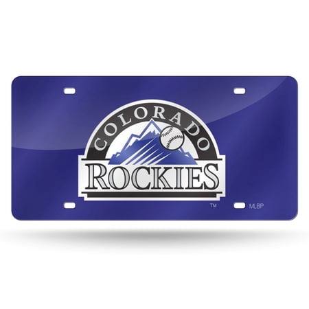 Colorado Baseball Rockies Purple Mirror Look Acrylic License Plate Laser Tag