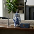 thumbnail image 3 of Chinoiserie Ceramic Jar Vase with Lid for Living Room and Home Decor - Decorative Flower Vase for Bedroom or Office Decor - House Accent for Table Styling and Entryway Display - 9", Blue & White, 3 of 17