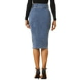 thumbnail image 3 of MODA NOVA Casual Denim Skirt for Juniors’s High Waist Split Hem Midi Jean Pencil Skirts, 3 of 5