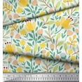 thumbnail image 2 of Soimoi Yellow polyester Crepe Fabric Artistic Leaf & Floral Print Fabric by the Yard 42 Inch Wide, 2 of 3