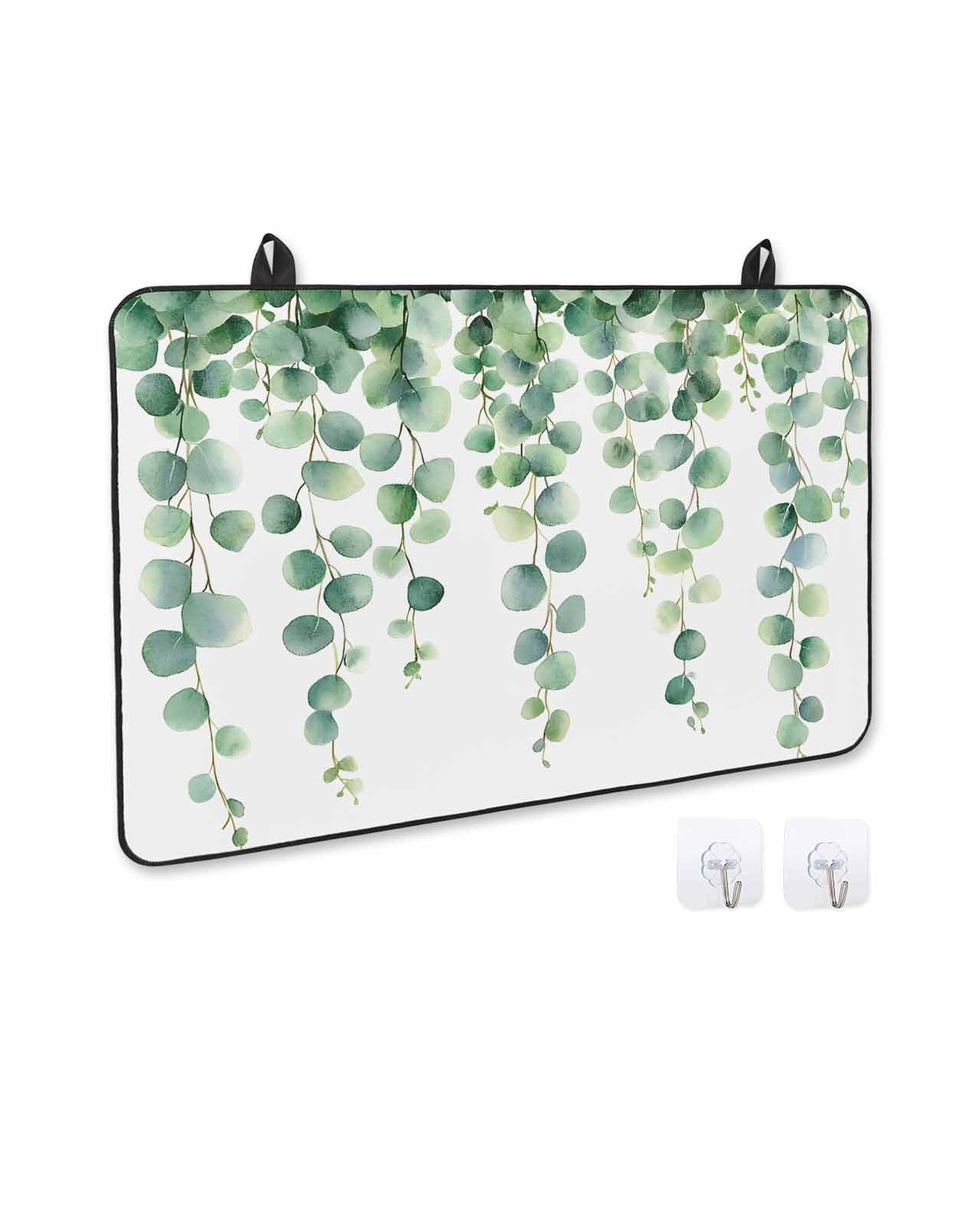 nqOlkjepod Large Induction Cooktop Protector Mat 24"x21", Spring Eucalyptus Leaf Stove Top Covers for Electric Stove, Simple Botanical Branches Vines Stove Burner Cover Mats, Glass Top Stove Cover