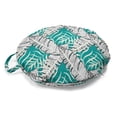 thumbnail image 1 of Leaves Round Floor Cushion with Handle, Botanical Theme Abstract Tropical Banana Leaf and Branches Motifs on Teal Background, Pillow for Living Room & Dorms, 18" Round, Multicolor, by Ambesonne, 1 of 4