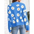thumbnail image 5 of Long Sleeve Women's Open Front Button Down V Neck Knitted Floral Print Sweaters Cardigan, 5 of 6