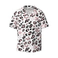 thumbnail image 5 of PAYOHTO Black Spotted Leopard Print & Pink Flower Mens Hawaiian Casual Short-sleeved Shirt Tropical Summer Beach Button Down Shirts, 5 of 7