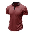 thumbnail image 2 of ohmzyzo Waffle Polo Shirts for Men Breathable Short Sleeve Golf Shirts Casual Quick Dry Moisture Wicking Tees Lightweight Solid Color Tops Red L, 2 of 6