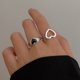 thumbnail image 2 of 2023 nueva moda Simple corazón Vintage amor anillo personalizado ajustable apertura moda negro anillo chica joyería Dengxun unisex, 2 of 2