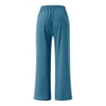thumbnail image 5 of TAGOLD Womens Summer Pants,Women's Spring And Autumn Solid Color Elastic Waist Cotton Linen Versatile Straight Tube Casual Wide Leg Pants, 5 of 5