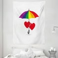 thumbnail image 1 of Pride Tapestry, Cute Heart Signs Over Rainbow Umbrella Romantic LGBT Love Valentine's Day Couples, Wall Hanging for Bedroom Living Room Dorm Decor, 60W X 80L Inches, Multicolor, by Ambesonne, 1 of 2