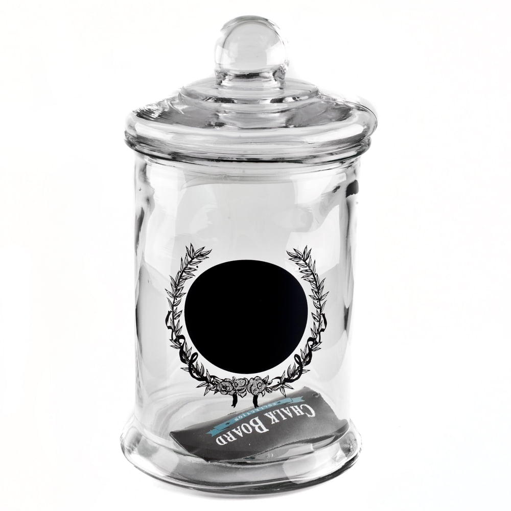Glass Storage Jar 86 oz Apothecary Wreath Chalkboard ...