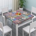 thumbnail image 3 of Pink Diverse Mandala Pattern Square Fitted Tablecloth with Elastic Edge,Square Table Cover,Washable Elastic Table Cover for Home Kitchen Party Decor 34"x34", 3 of 6